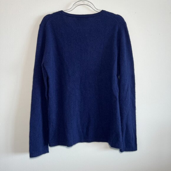 Hannah Rose 100% Cashmere Sweater long sleeve Navy with pineapple detail - Picture 3 of 6